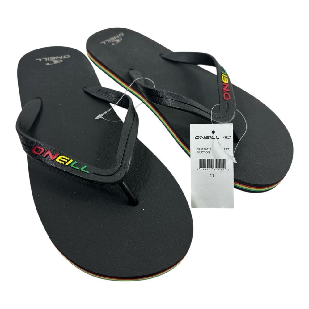 O’NEILL Men’s Slip On Black Sandals Flip Flops Beach Casual Size 11 NWT